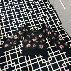 Anthropologie floral square neck sweater